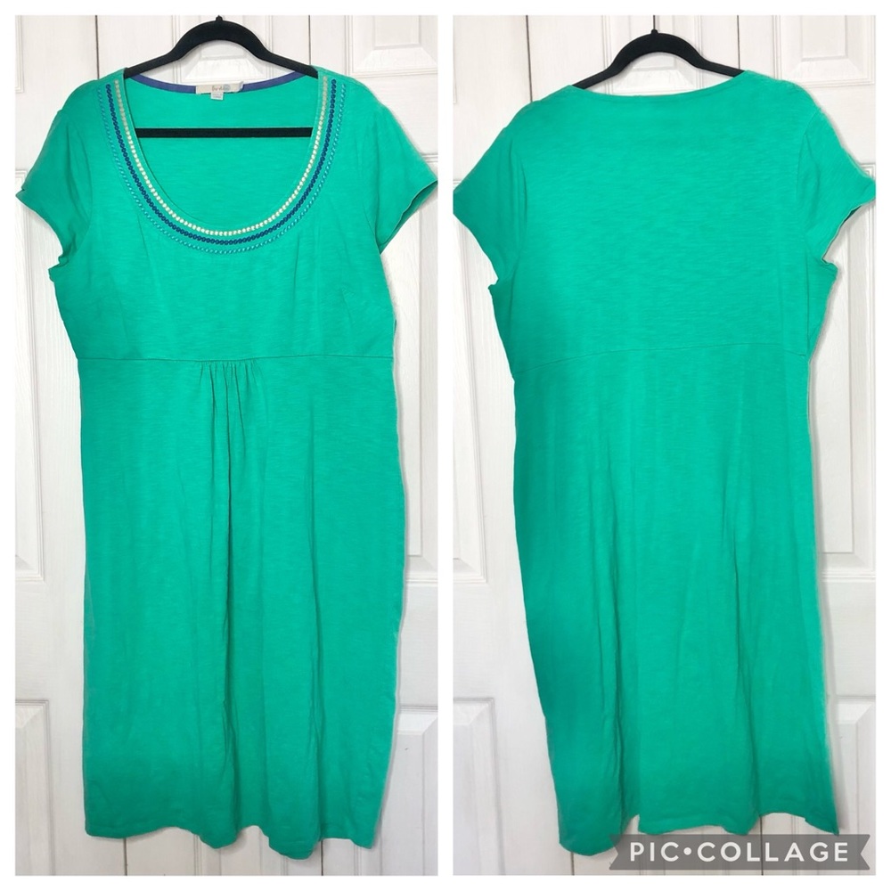 Boden Lotus Green Summer Sunny Day Dress, Embroidered Neckline, WH614, long
